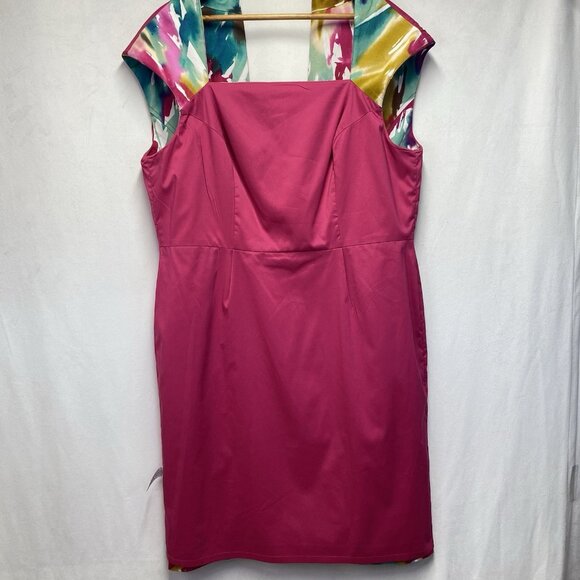 Adrianna Papell Cap Sleeve Square Neck Sheath Dress Women Size 16 Multicolor - Picture 5 of 15